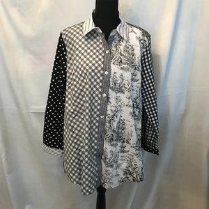 John Mark Women's Black & White Top - L